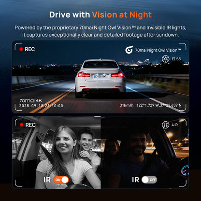 4K HDR Car Dash Cam 3-Channel 128GB