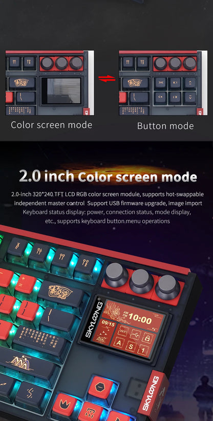 3-Mode RGB Gaming Keyboard with 2-Inch Display