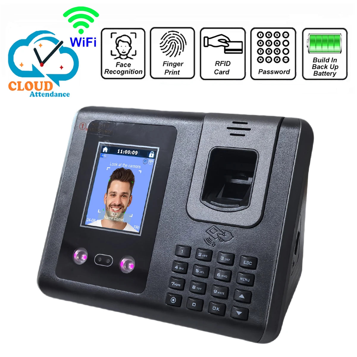 Smart WiFi Facial Recognition Fingerprint Time Attendance System