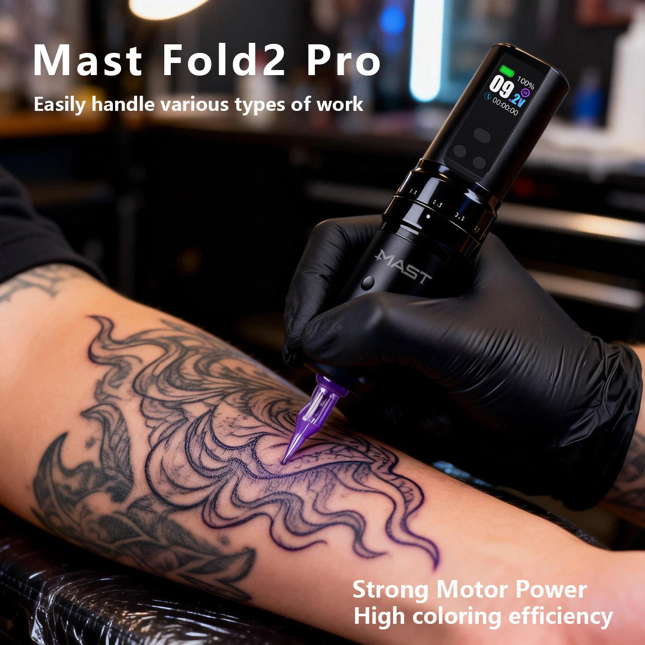 Cordless Tattoo Machine Kit Dual Batteries 7 Strokes