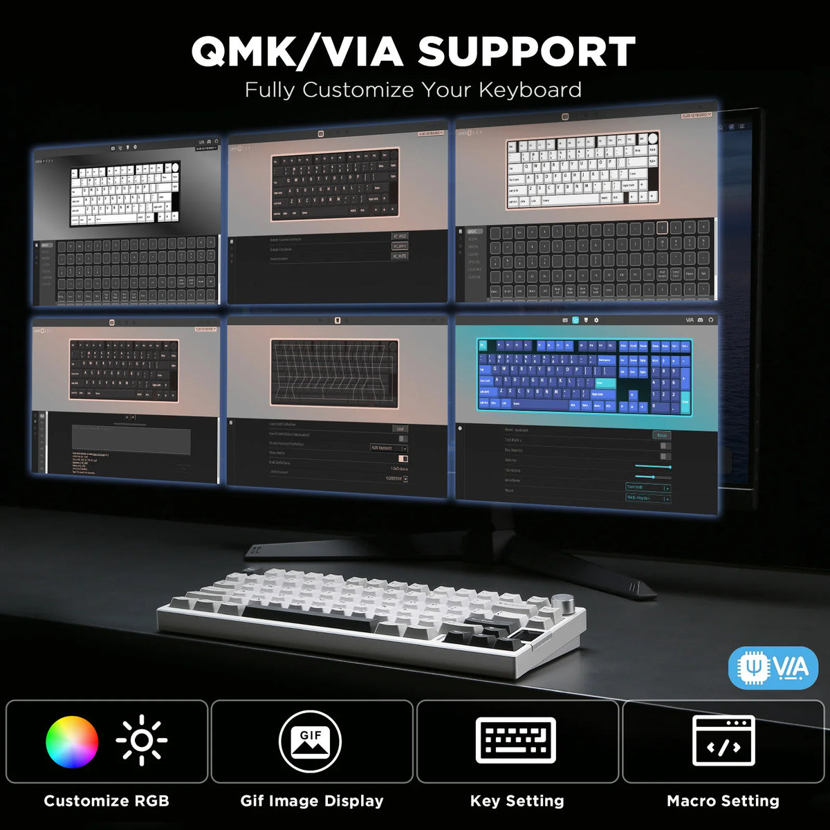 Silver Wireless Mechanical Keyboard Gateron Zero Switches