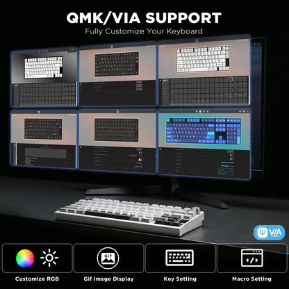 Silver Wireless Mechanical Keyboard Gateron Zero Switches