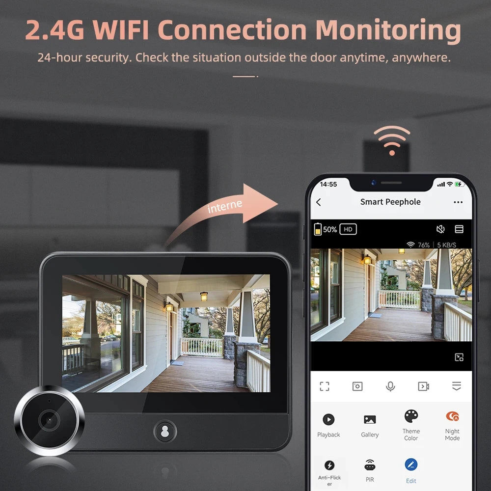 2MP WiFi Smart Video Doorbell with PIR Motion Detection