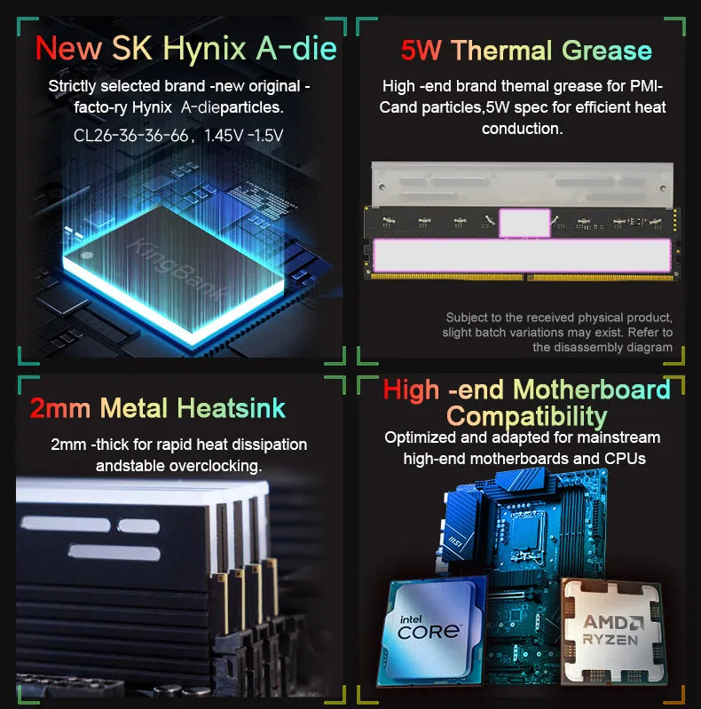 DDR5 32GB 6000MHz RGB Overclocking RAM for High Performance PCs
