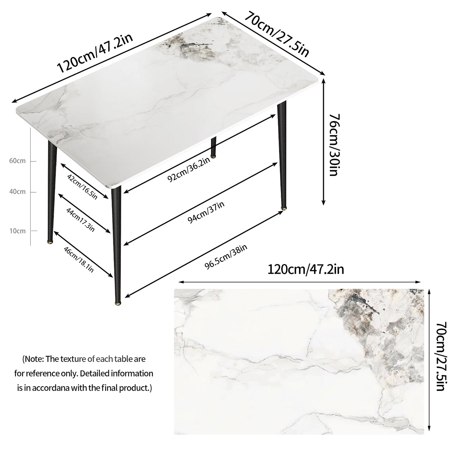 Glossy White Marble Dining Table 4–6 Seat with Metal Frame