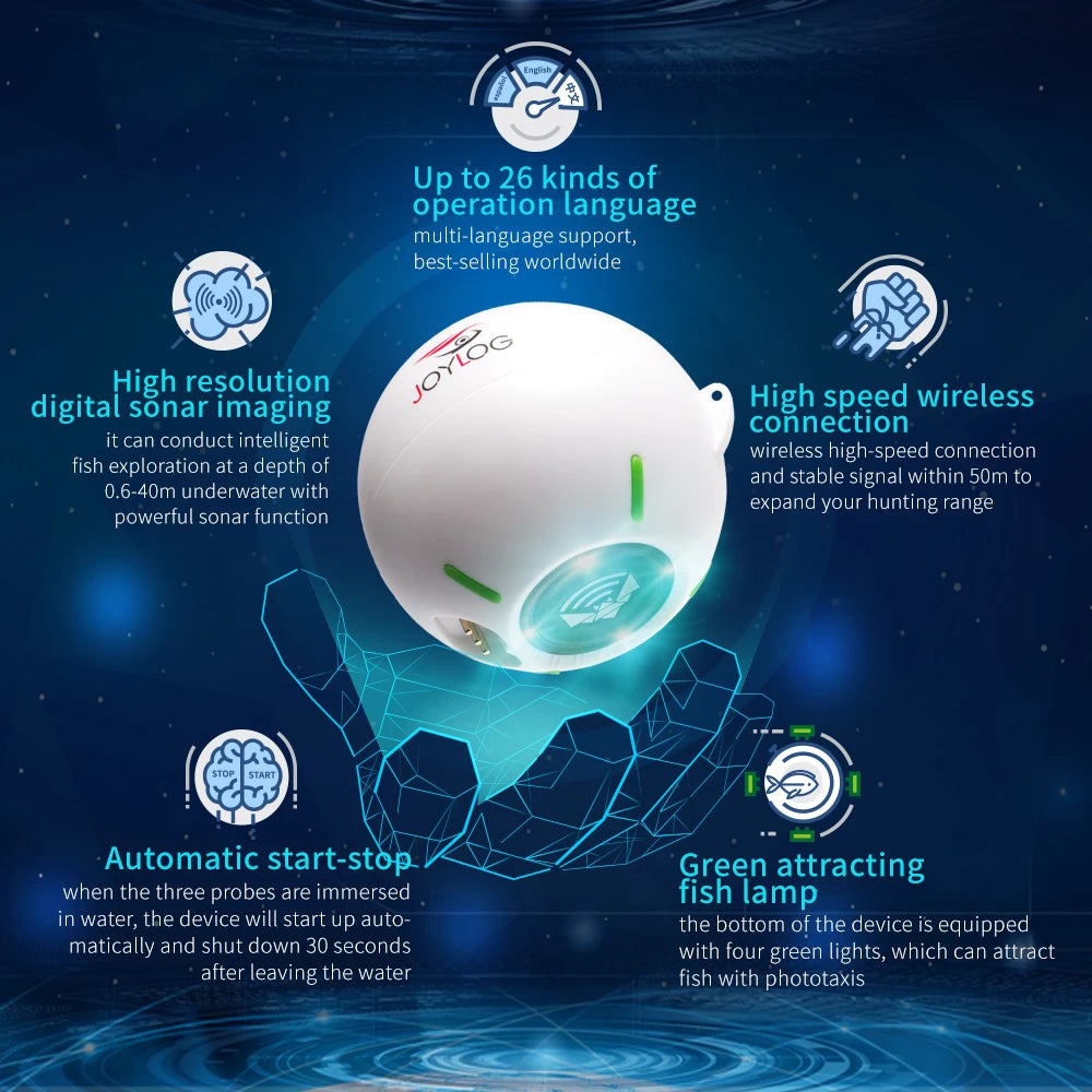 Smart Sonar Fish Finder 40M Depth Rechargeable Sensor