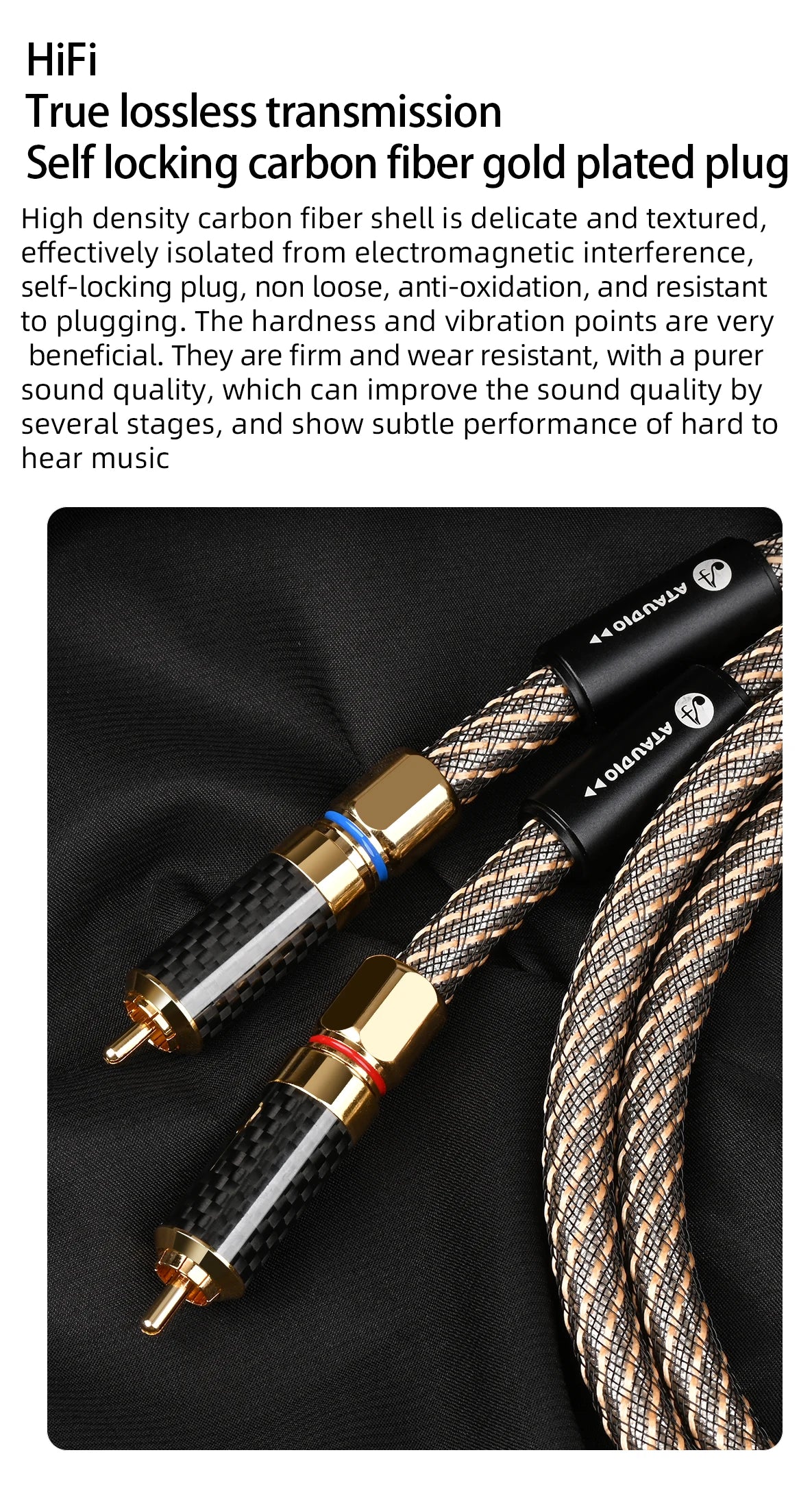 5m HiFi RCA Audio Cable 2RCA Male to Male OFC
