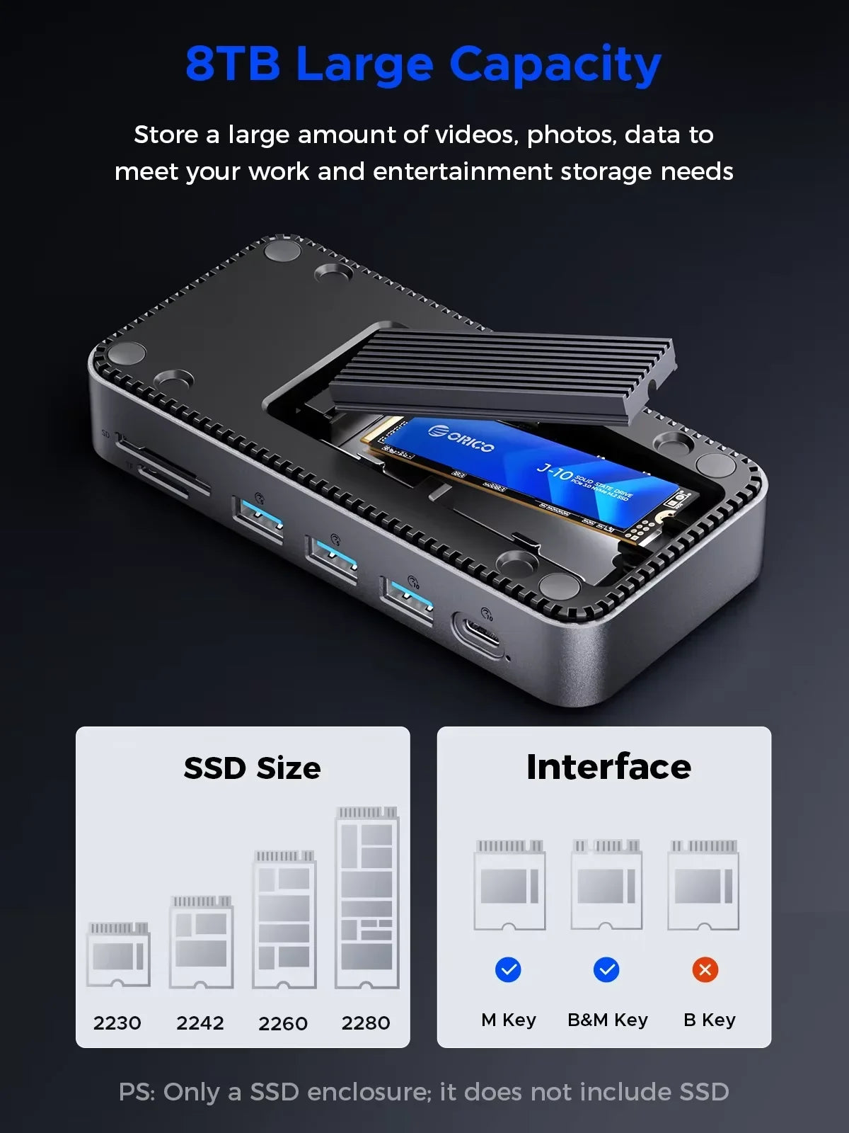 USB-C Hub M.2 NVMe SSD Enclosure Cooling Fan