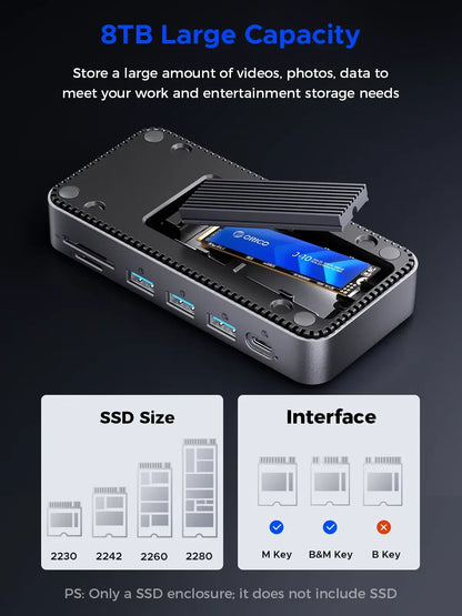 USB-C Hub M.2 NVMe SSD Enclosure Cooling Fan