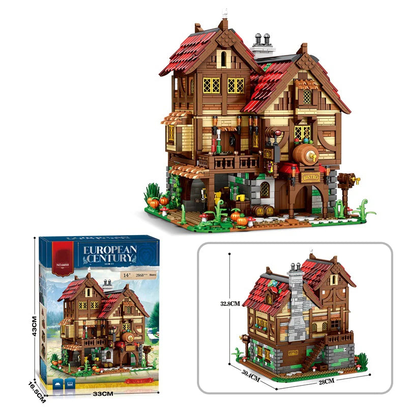 2868PCS Medieval Tavern Building Block Model Kit