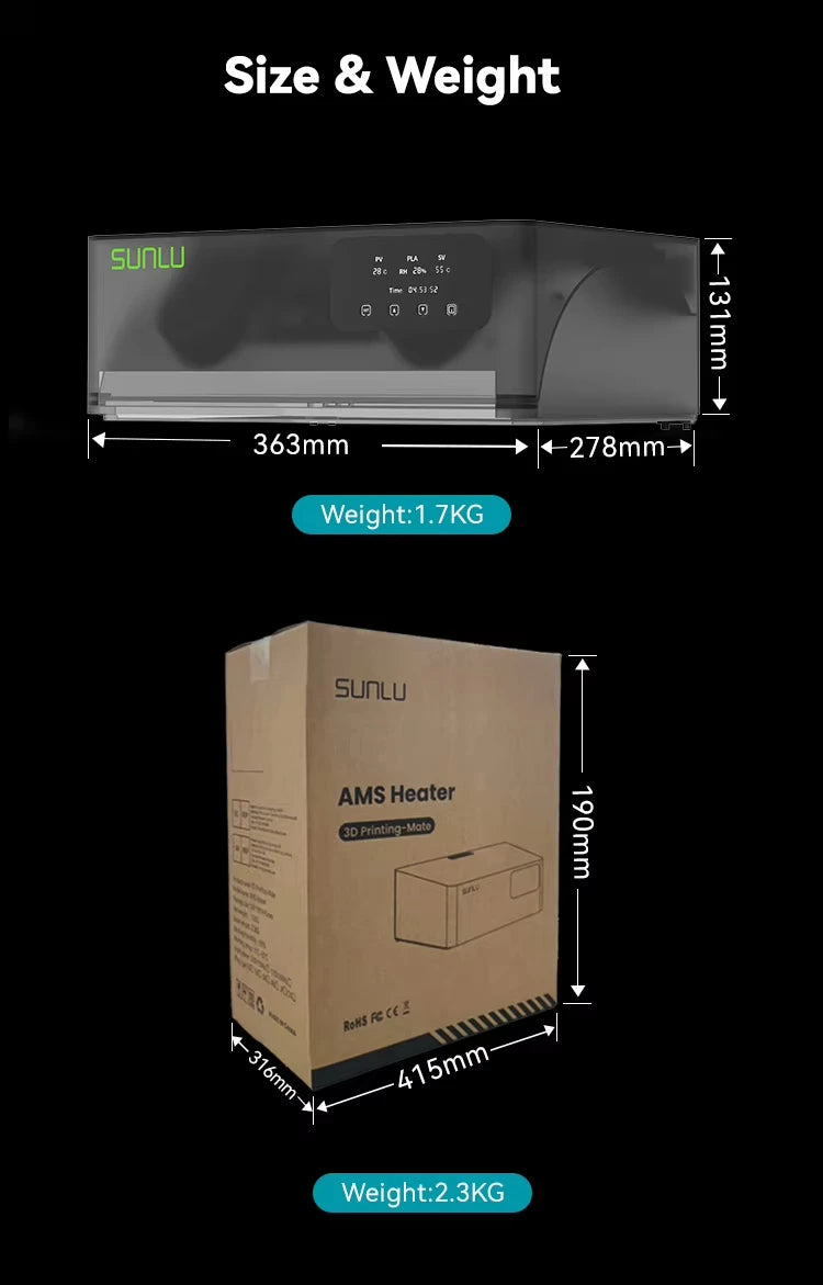 AMS Filament Heater 70°C Drying with Dual-Duct Heating