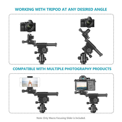 4-Way Macro Focusing Rail Slider with Quick Release Plate