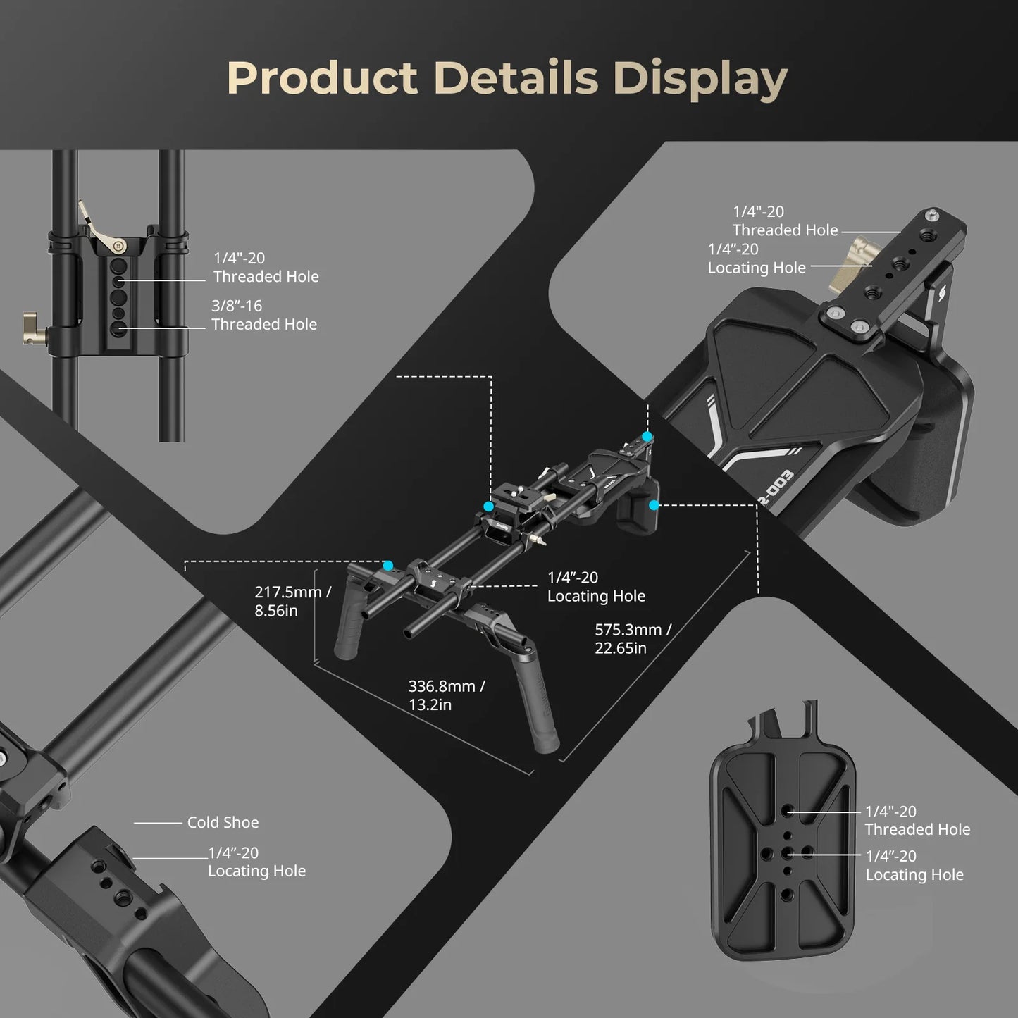 Professional DSLR Shoulder Rig Kit with Handle 15mm Rod