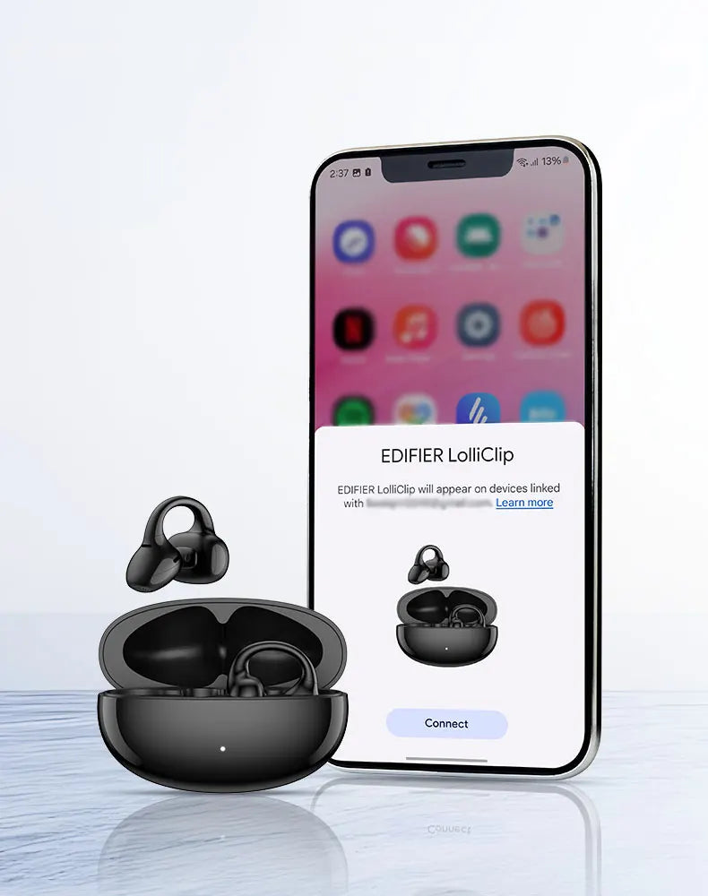 Black Open-Ear Earphones with Multipoint & Long Battery