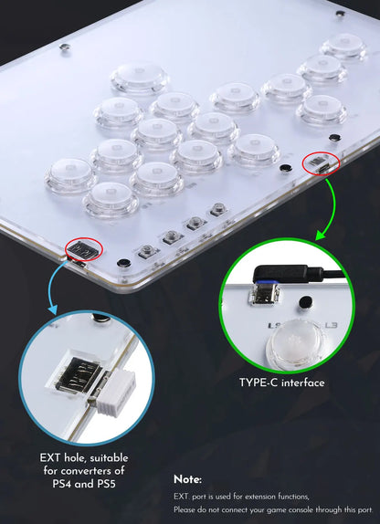 R16 Crystal Leverless Arcade Controller for PC PS4 PS5