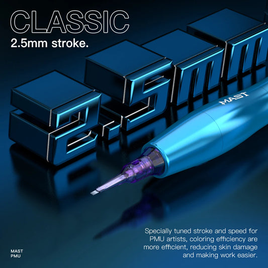 Cordless 2.5mm Stroke Tattoo Pen Dual Battery Black