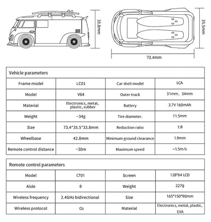 Rechargeable Mini RC Model Bus Vehicle with Remote Gray
