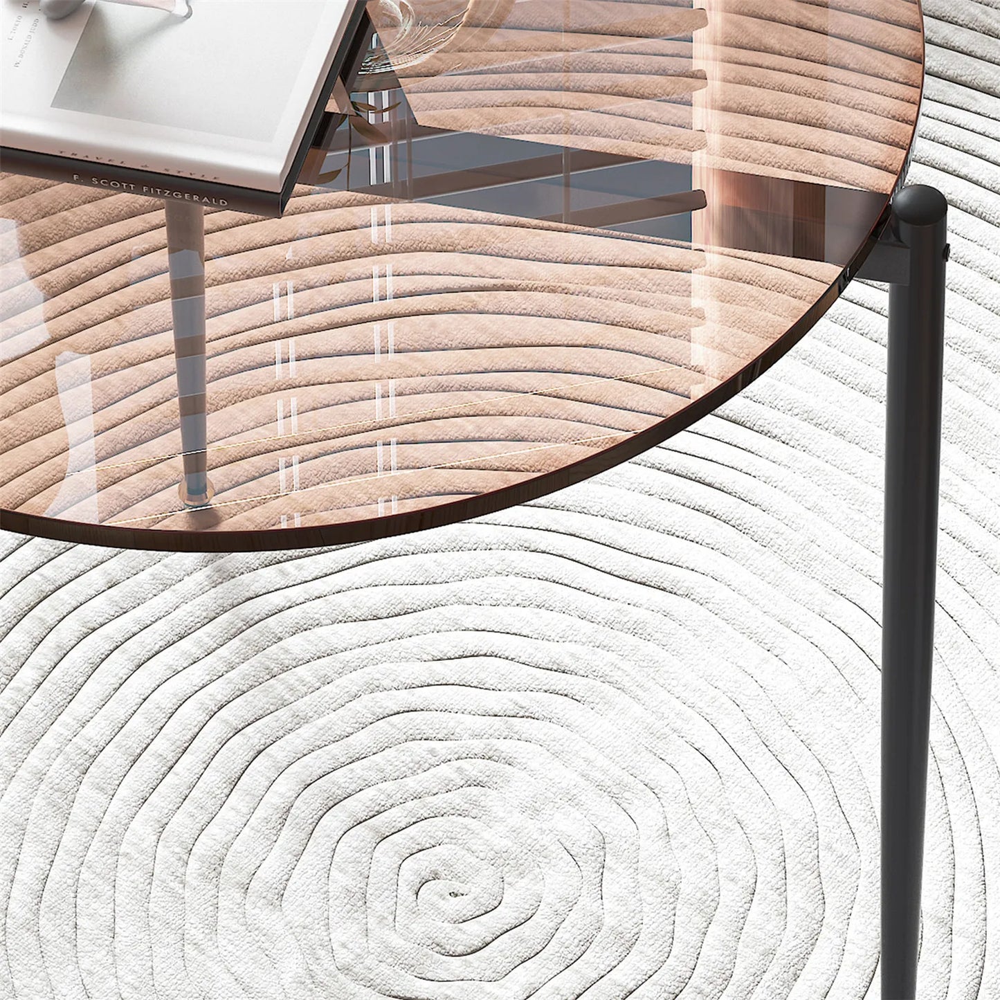Round Tempered Glass Side Table with Sleek Metal Legs
