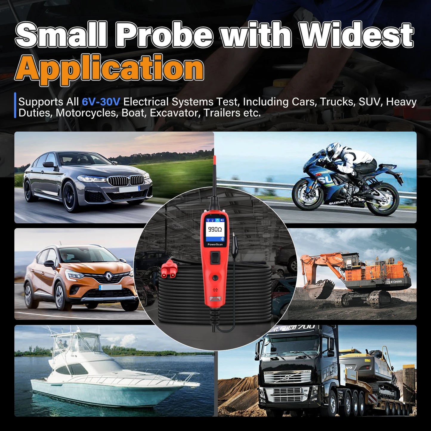 PS100 Black Vehicle OBD2 Scanner Circuit Analyzer