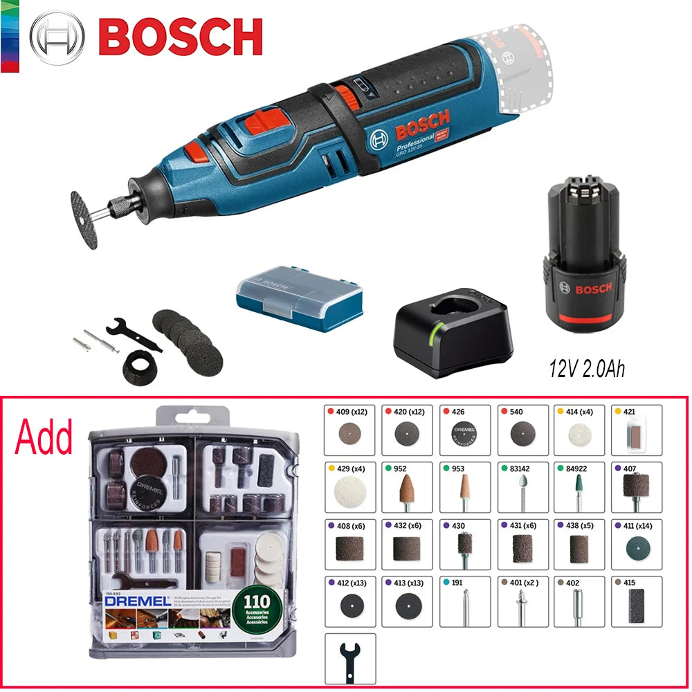 12V Cordless Rotary Tool Kit with Battery and 110 Accessories