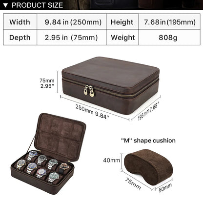 12 Slot Watch Display Organizer Leather Storage Box