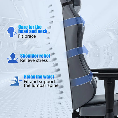 Racing Style Leather Gaming Chair with Adjustable Footrest