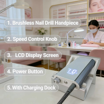 Brushless Electric Nail Drill with Charging Base