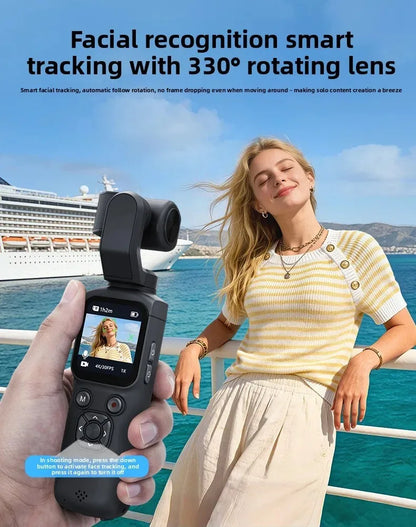 4K Action Camera 64MP Face Tracking Gimbal Stabilizer