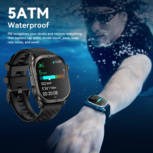 Black Rechargeable Smart Watch for Fitness and Outdoor Use