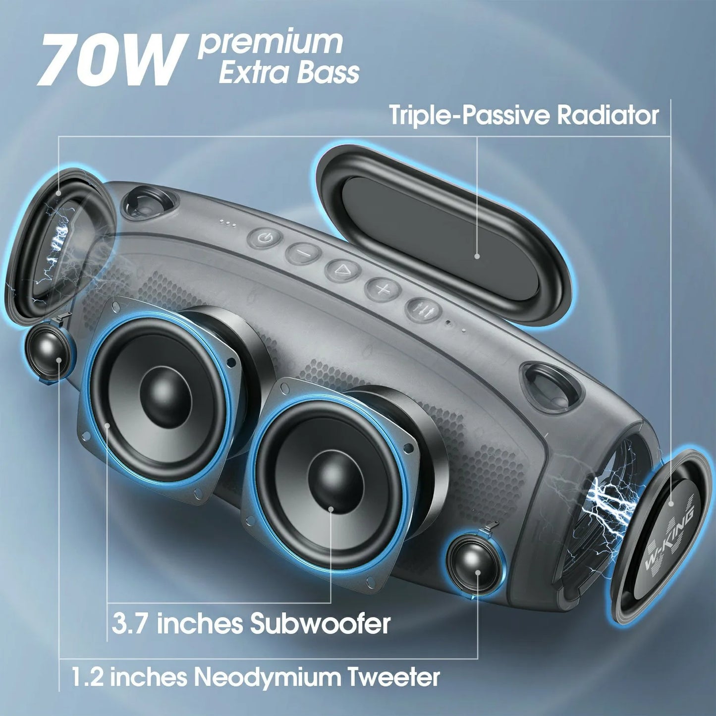 120W Portable Bluetooth Speaker with IPX6 Waterproof Bass