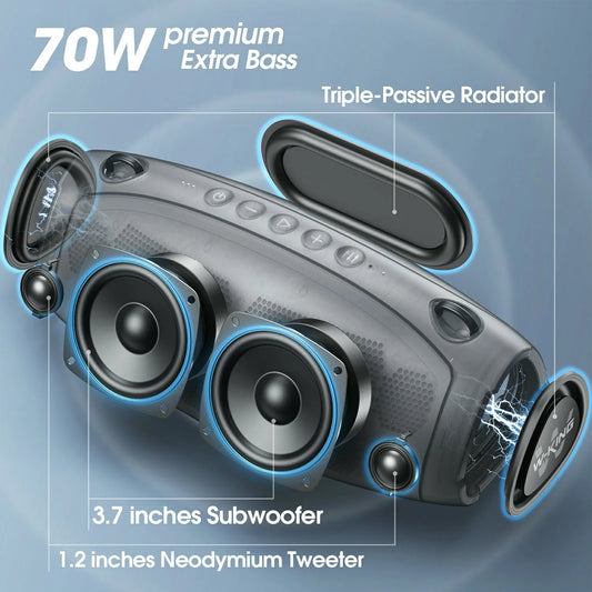 120W Portable Bluetooth Speaker with IPX6 Waterproof Bass