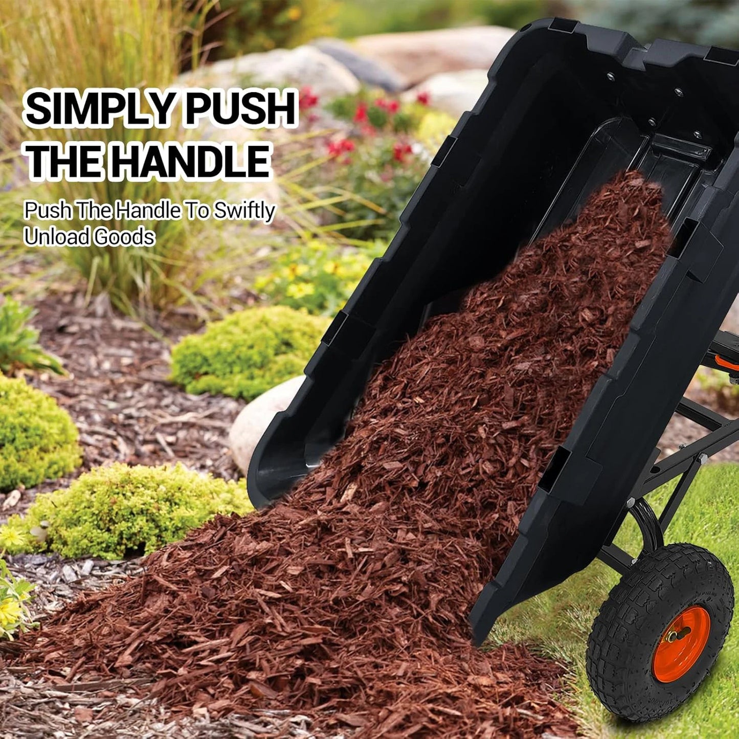 Heavy-Duty 900lb Garden Cart with Rotating Handle
