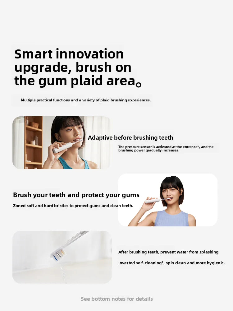 Smart Electric Toothbrush Soft Bristles Rechargeable White