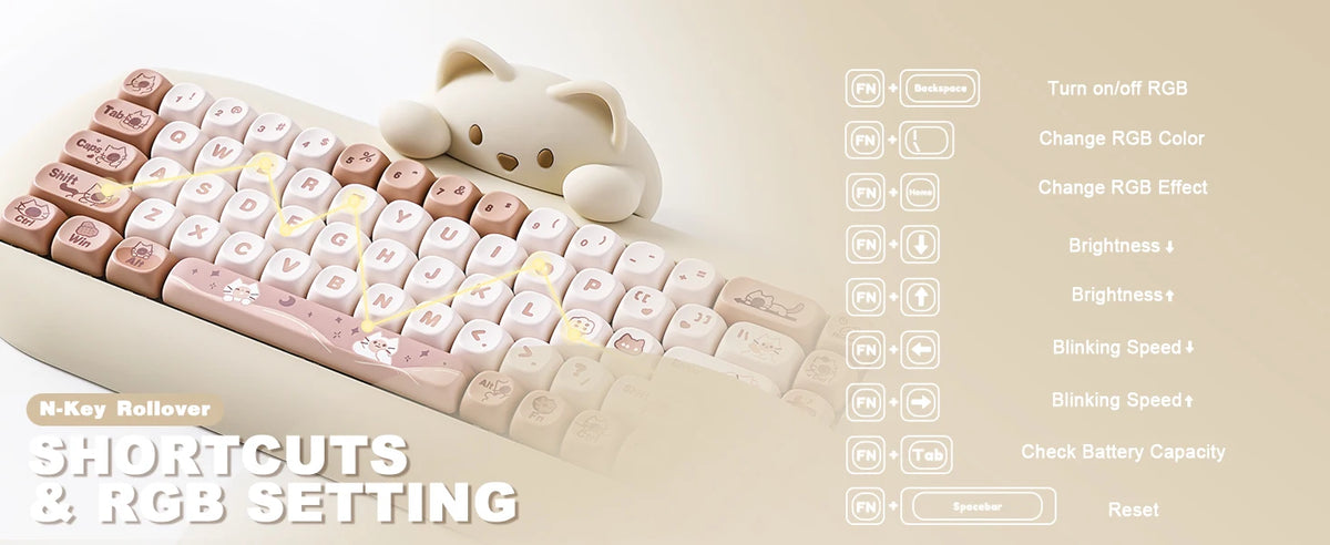 Compact Ergonomic Mechanical Keyboard 65% Wireless RGB