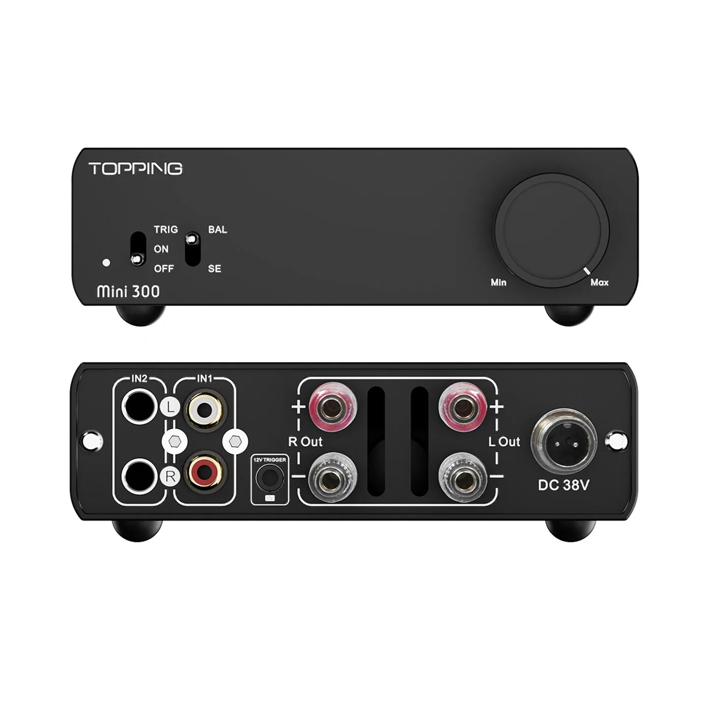 Black Compact Class D Stereo Amplifier
