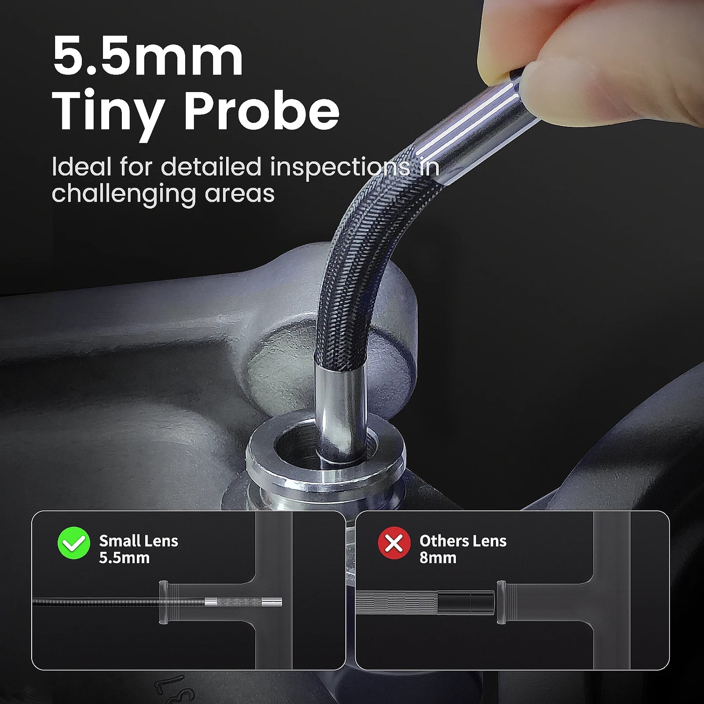 5.5mm Articulating Endoscope Camera 1.2m with Dual View Lens