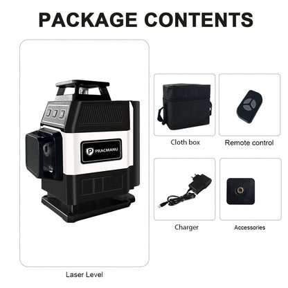 Mini 16-Line 4D Green Laser Level Self-Levelling Horizontal Vertical