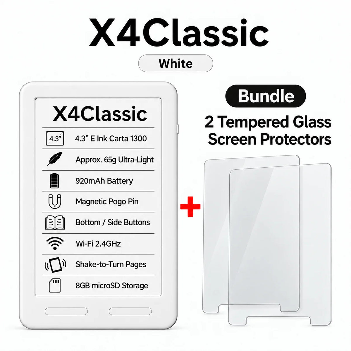Compact E-Book Reader with High-Resolution E-Ink Display
