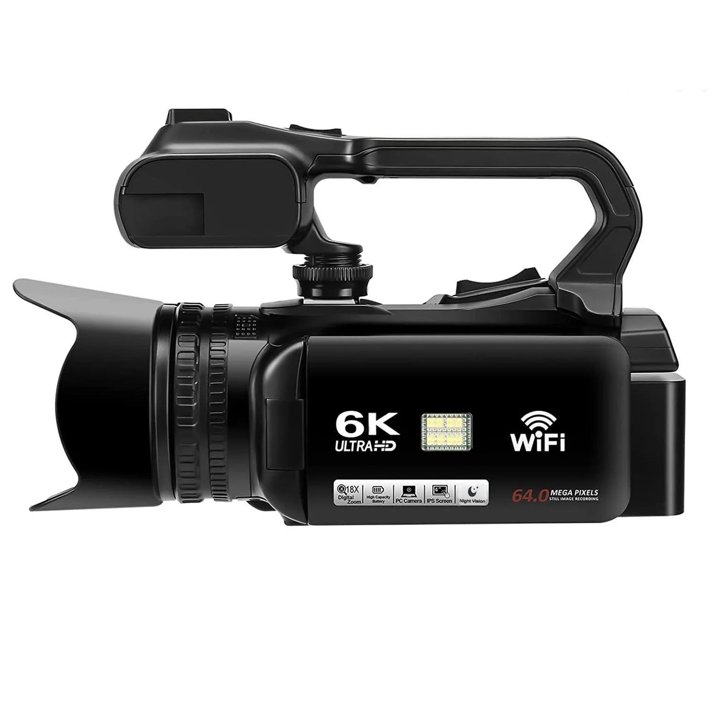 6K Camcorder with 64MP Lens and 18x Digital Zoom