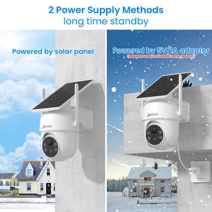 2K 3MP Wireless Solar Security Camera with PIR Detection