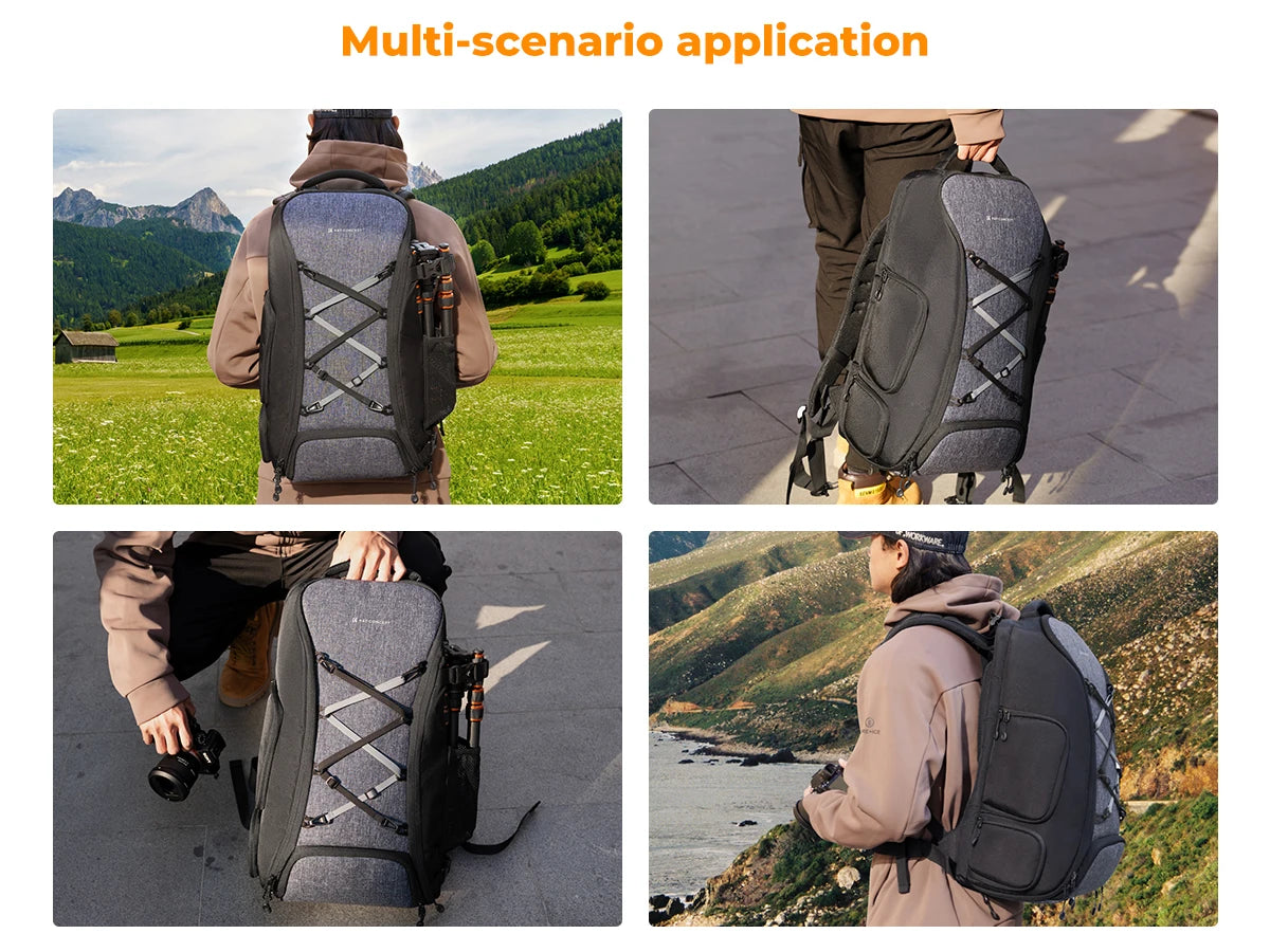25L Camera Backpack with Laptop Compartment and Tripod Strap