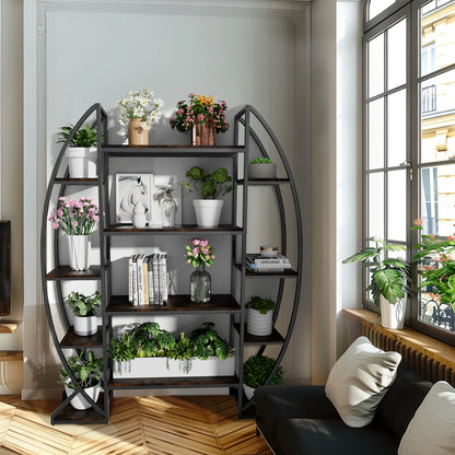 Industrial Half-Moon Flower Rack Multi-Tier Display Shelf