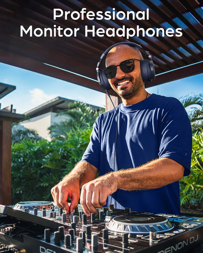 Hi-Res DJ Headphones Wired Over-Ear Blue Finish