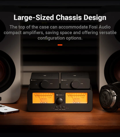 Stereo Amplifier Control Box with Dual Analog Meters