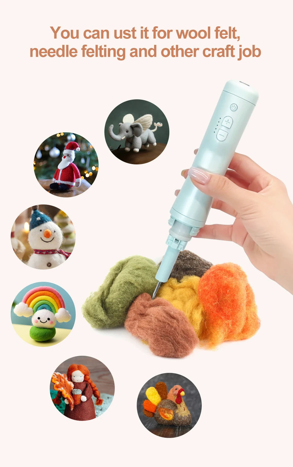 Electric Felting Tool for Needle Wool Projects
