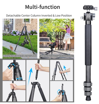 Carbon Fiber Camera Tripod Ball Head 12kg Travel