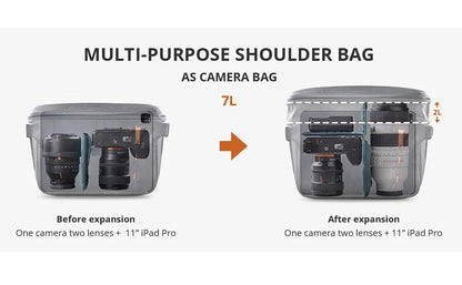 7L Camera Sling Bag Waterproof Crossbody for DSLR Black