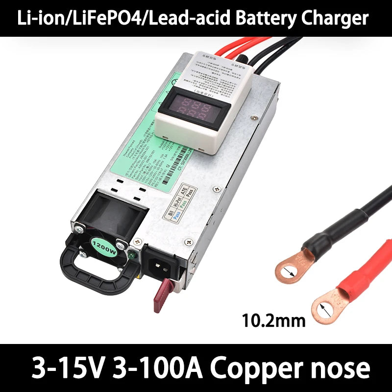 12V 100A LiFePO4 Charger with Copper Nose Connector