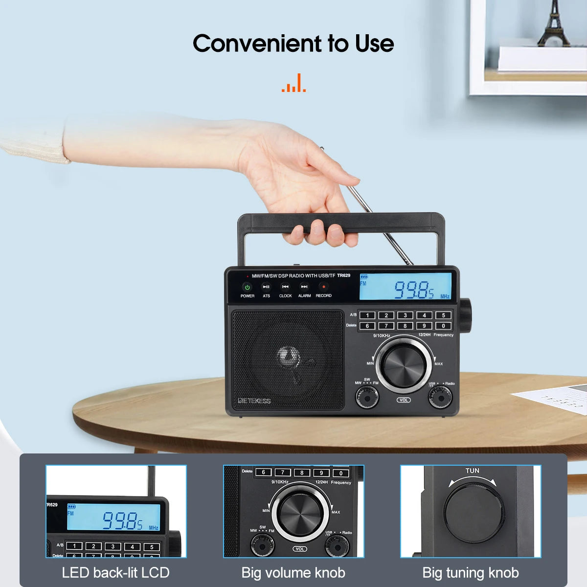 Portable Multiband Radio with AM FM SW and MP3 Speaker