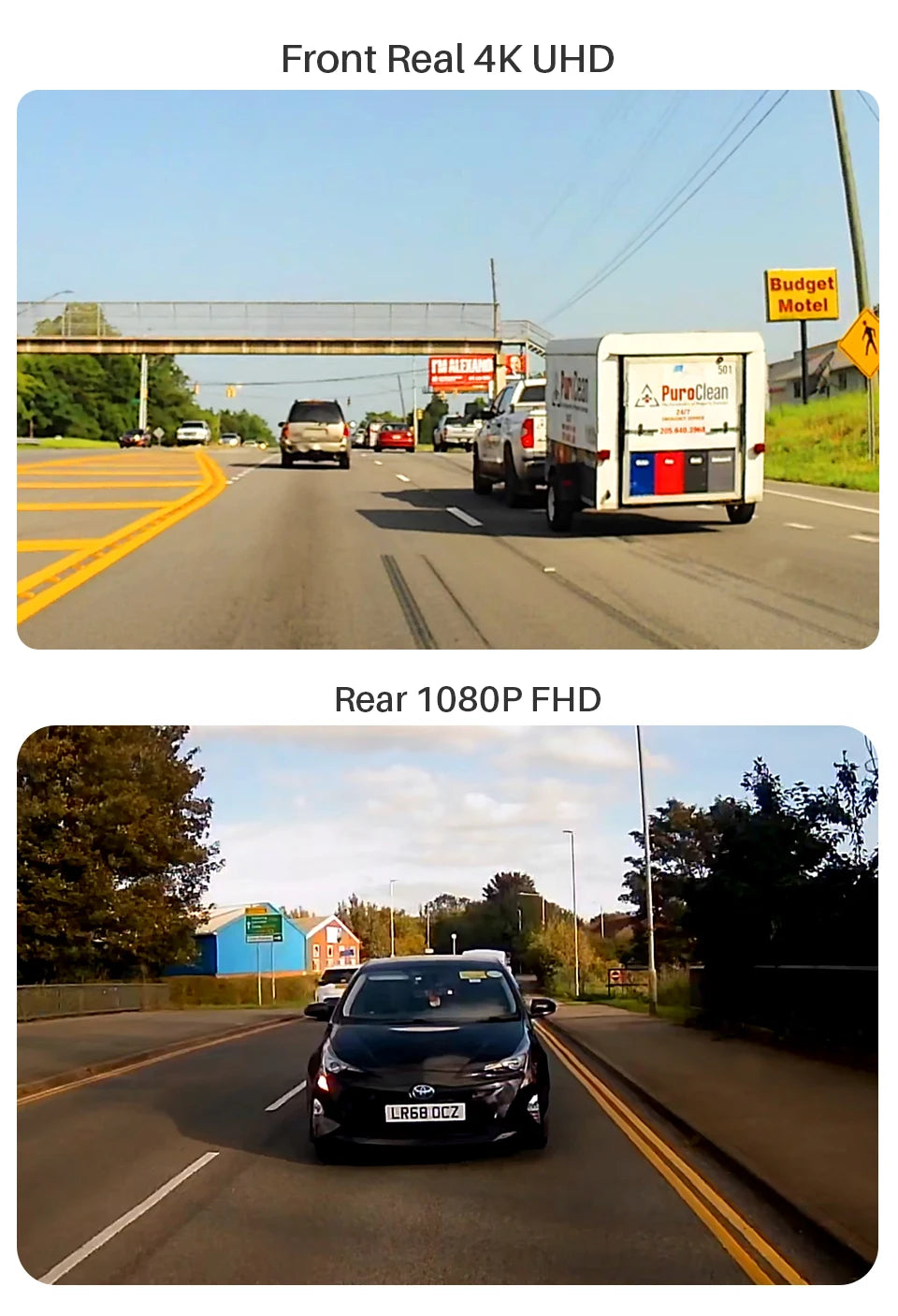 Front & Rear Car DVR with AI Color Night Vision